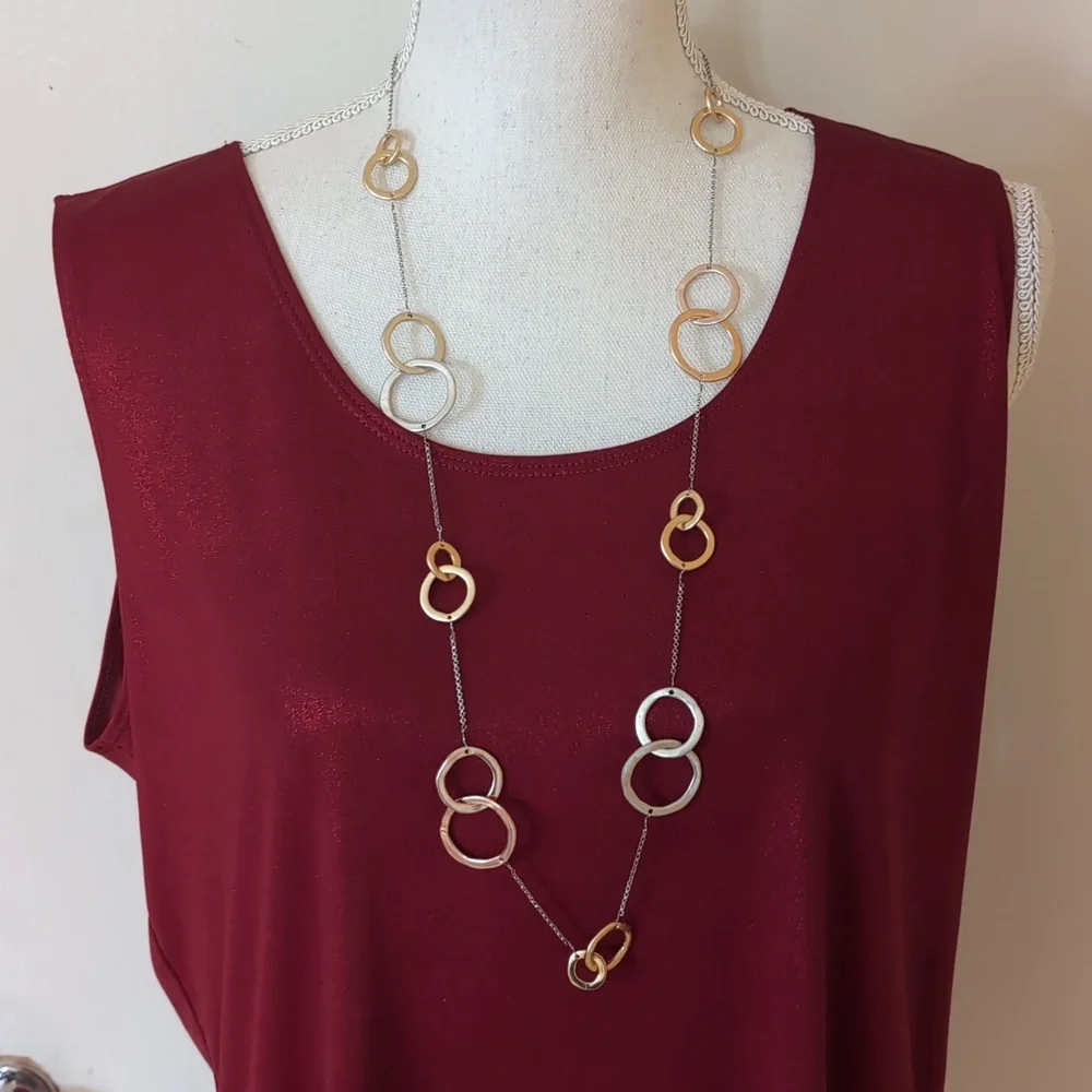 J. Jill Long Tri-Color Mixed Metal Link Necklace NWT
